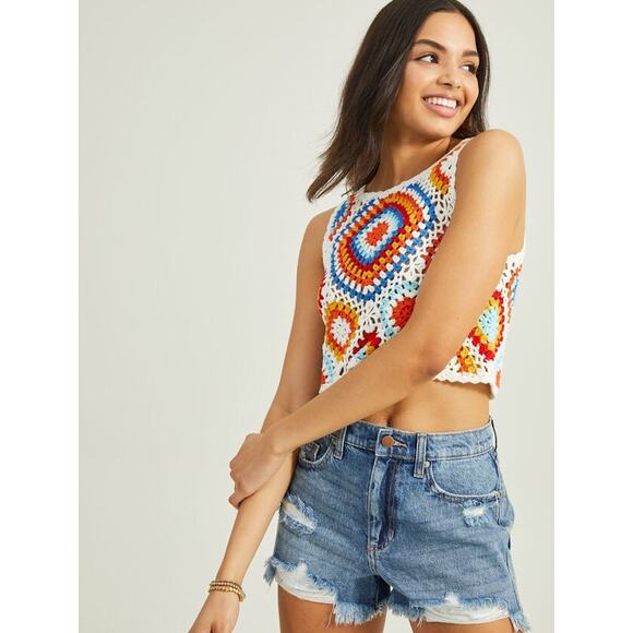 Altr'd State The Blossom Crochet Sleeveless Crop Tank Top XS - Picture 2 of 6